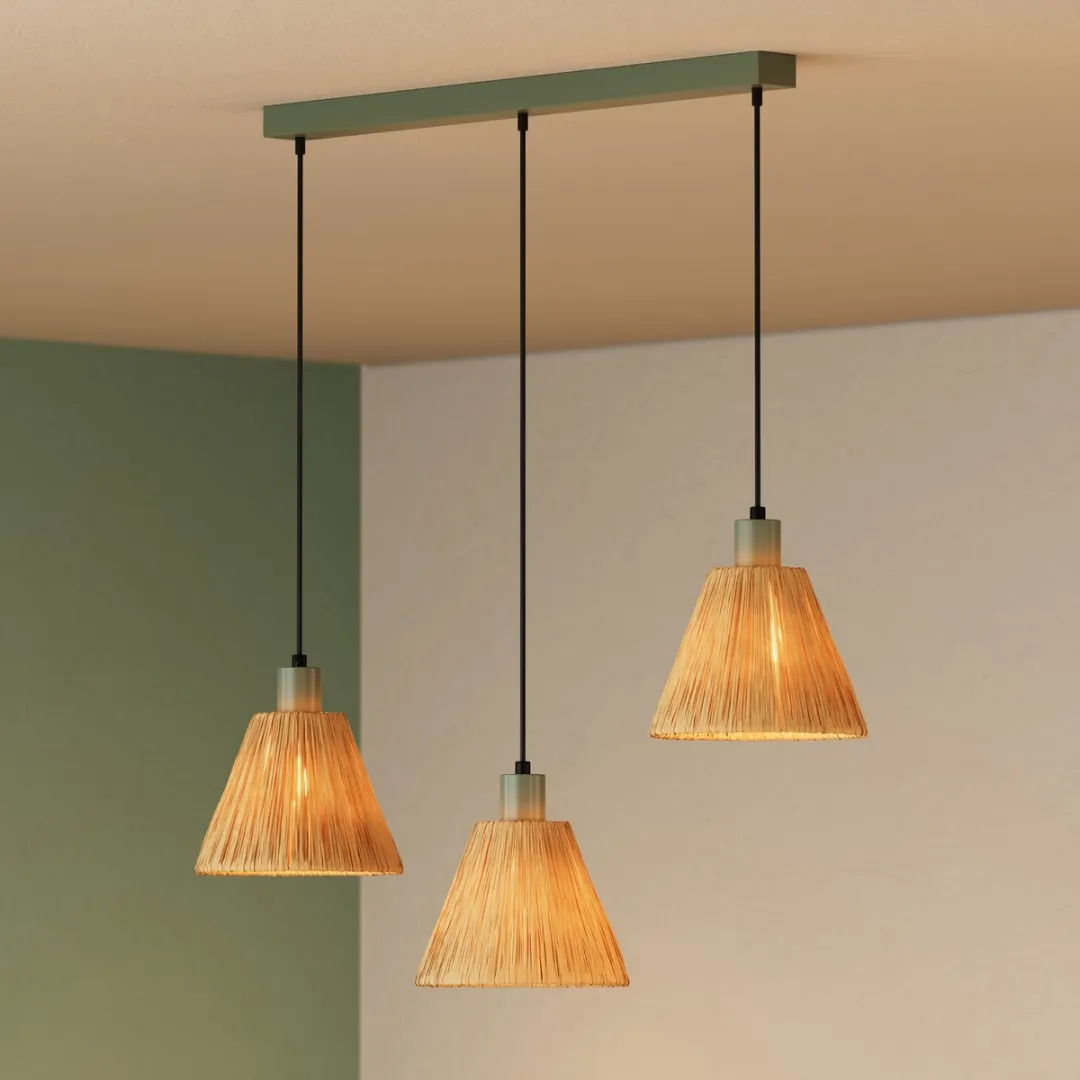 LEDVANCE Decor Raffia Linear Hanglamp - 3xE27 - 845mm - Groen - afbeelding 6 van 6