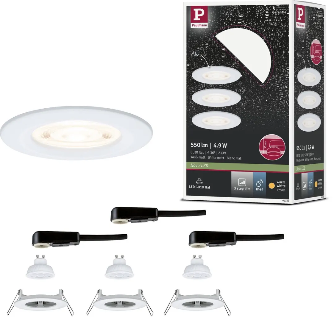 Paulmann LED-inbouwlamp Nova GU10 3x4,9W 550lm 2700K
