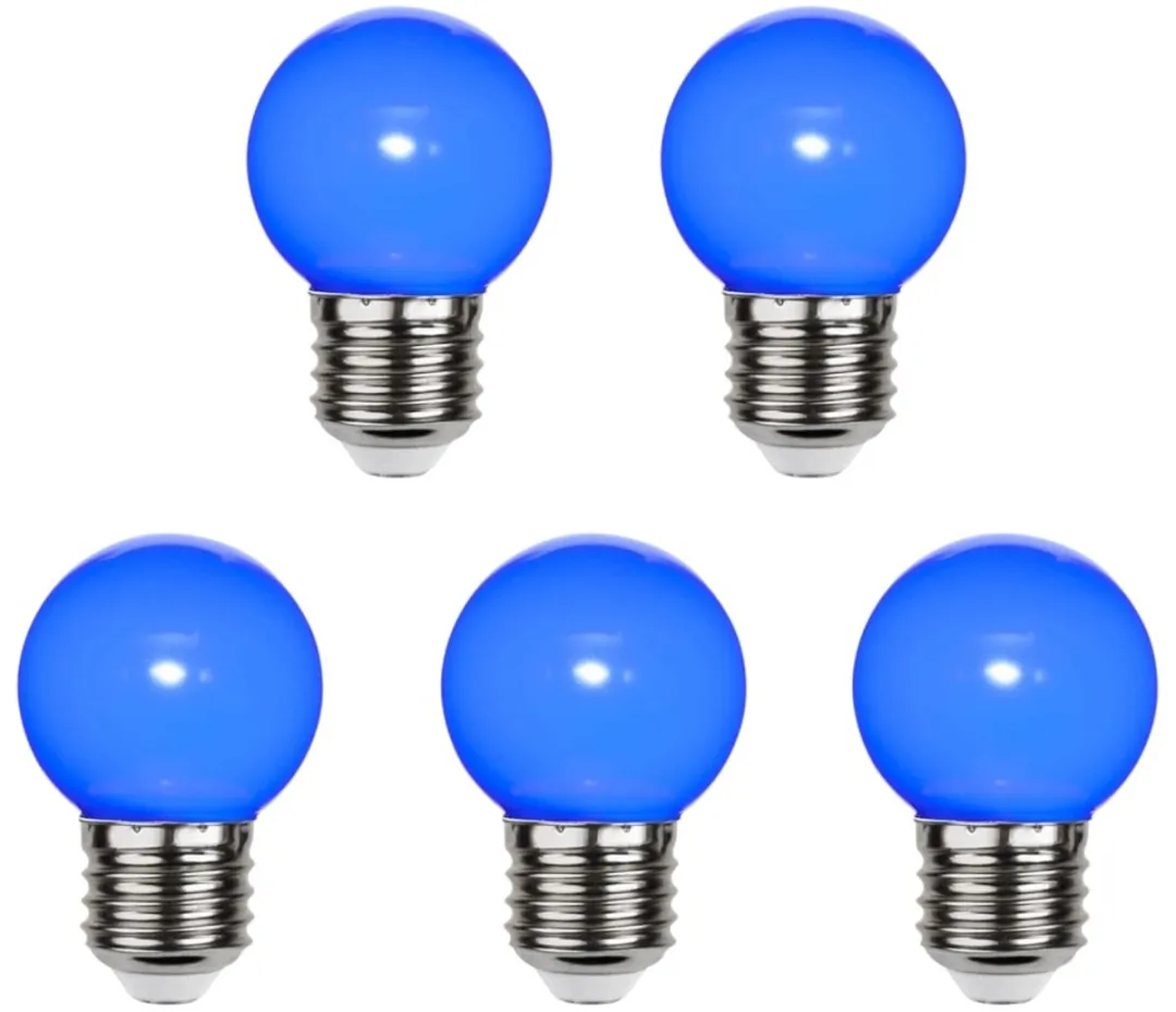 Star Trading Prikkabel Kogellamp E27 1W - Blauw - 5 Stuks