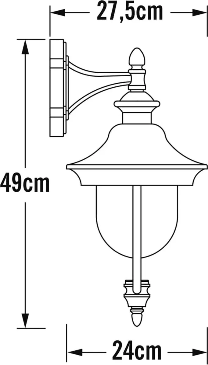 Konstsmide Parma Wandlamp 43cm - Matzwart/RVS
