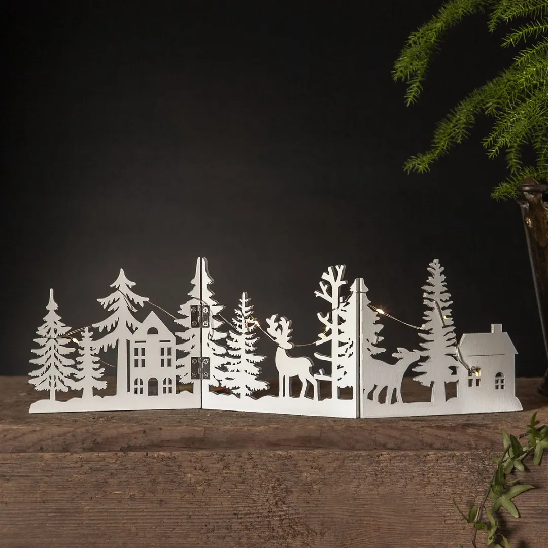 Star Trading Verlichte Kerstdecoratie Fauna Hout - Warm Wit Licht - 40cm