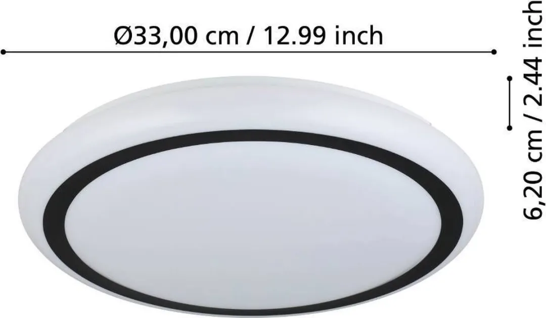 Eglo Capasso Plafondlamp LED - 34cm - Zwart/Wit - afbeelding 6 van 6