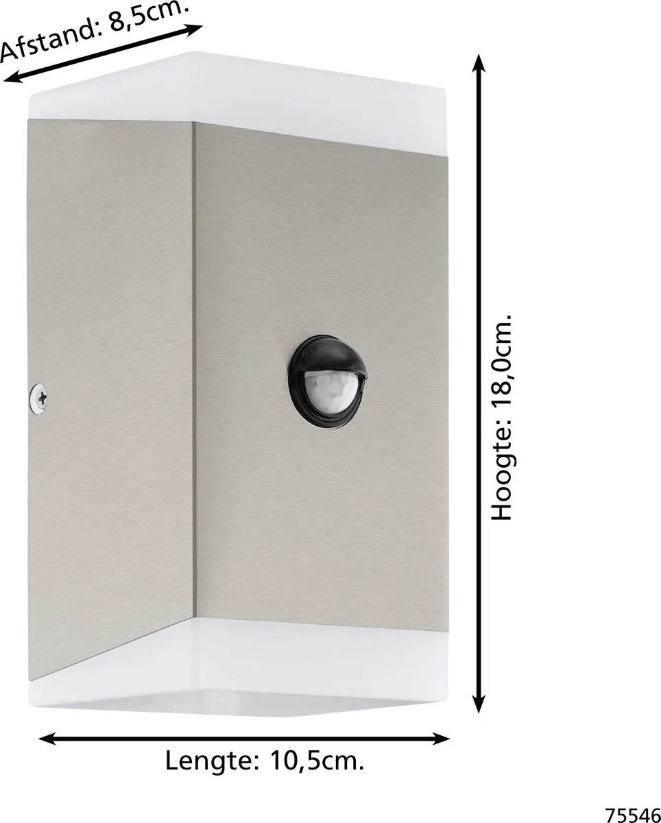 Eglo Carpinera Wandlamp Sensor GU10 - 2x - RVS/Wit - afbeelding 6 van 6