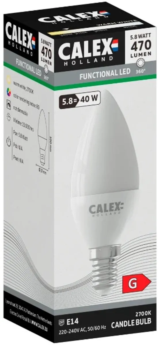 Calex E14 LED Kaarslamp 4.9W 470Lm Mat - afbeelding 5 van 6