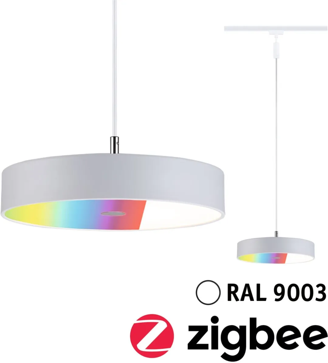 Paulmann 95680 URail Hanglamp Smart Home Zigbee 3.0 Hildor RGBW 510lm 10W RGBW+ Dimbaar 230V Signaal Wit