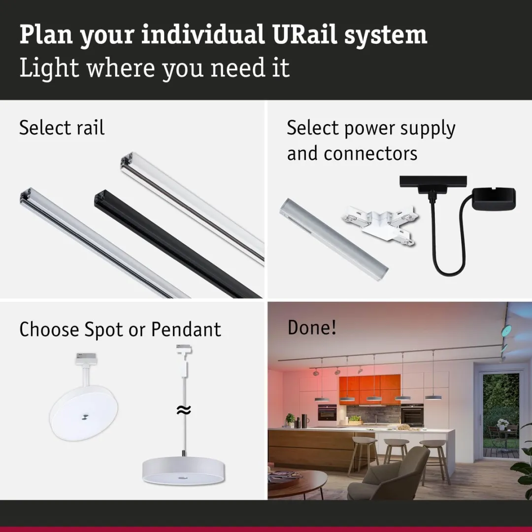 Paulmann URail Hildor RGBW Hanglamp - 510lm - Zigbee 3.0 - Signaalwit - afbeelding 6 van 6