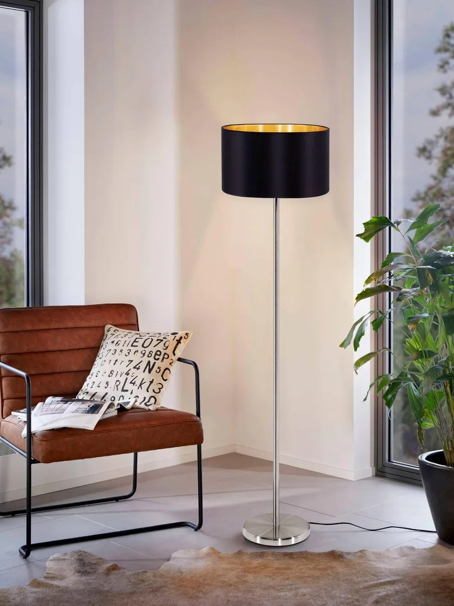 Eglo Maserlo Vloerlamp E27 - 151cm - Grijs/Zwart/Goud