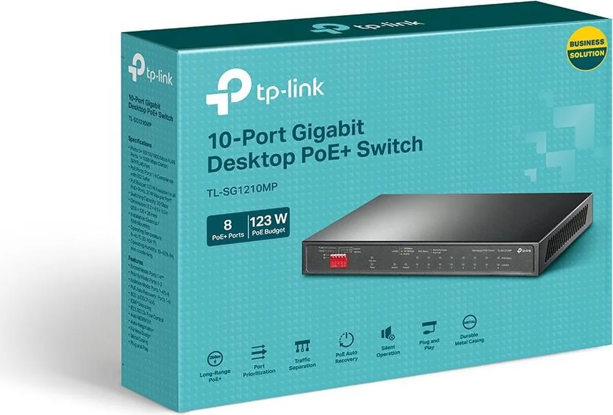 TP-Link TL-SG1210MP Netwerk Switch - 9x PoE+ 123W - Zwart