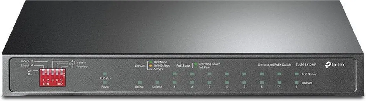 TP-Link TL-SG1210MP Netwerk Switch - 9x PoE+ 123W - Zwart - afbeelding 6 van 6
