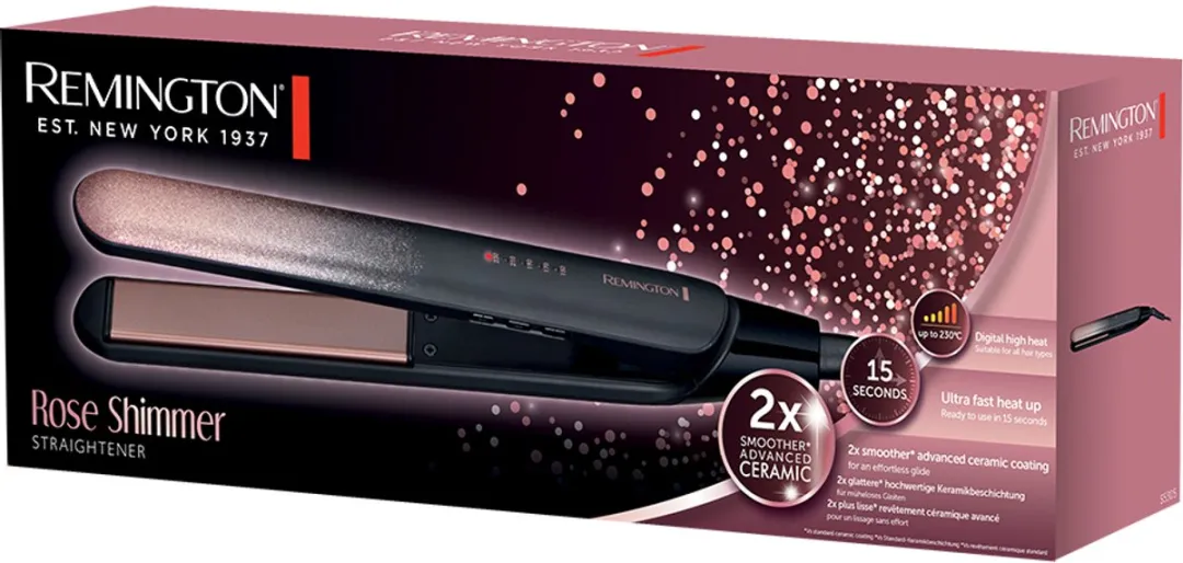 Remington Rose Shimmer Stijltang S5305 - Zwart+Roze