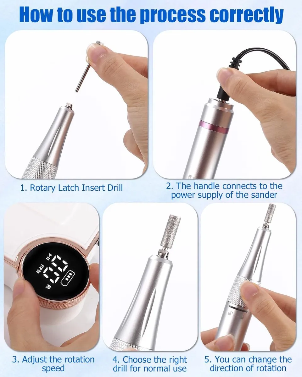 ECTEATOY Elektrische Nagelboor 35.000 RPM - Draadloos - Roze/Wit/Zilver