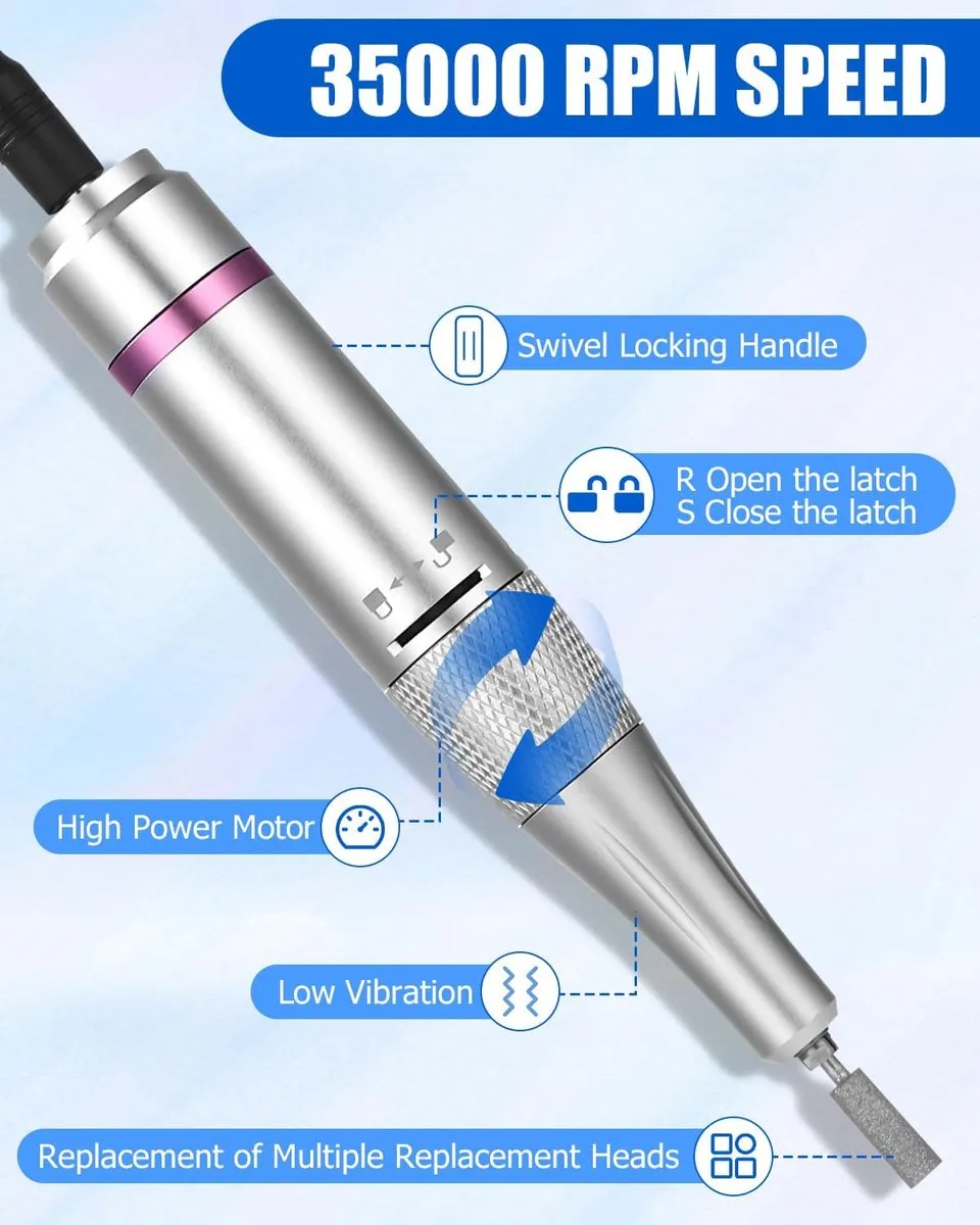 ECTEATOY Elektrische Nagelboor 35.000 RPM - Draadloos - Roze/Wit/Zilver