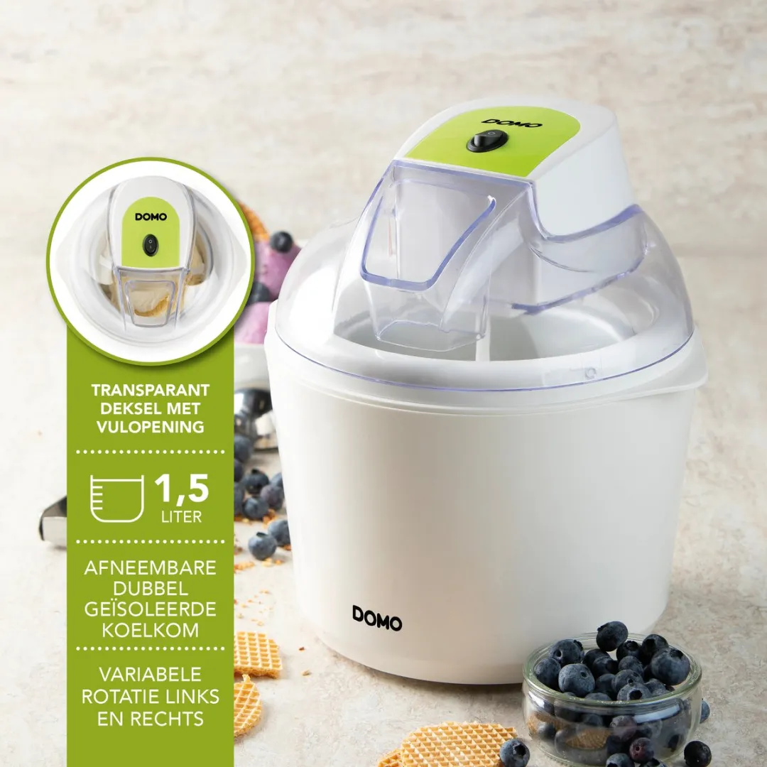 Domo DO9304I IJsmachine - 1,5 liter - Wit