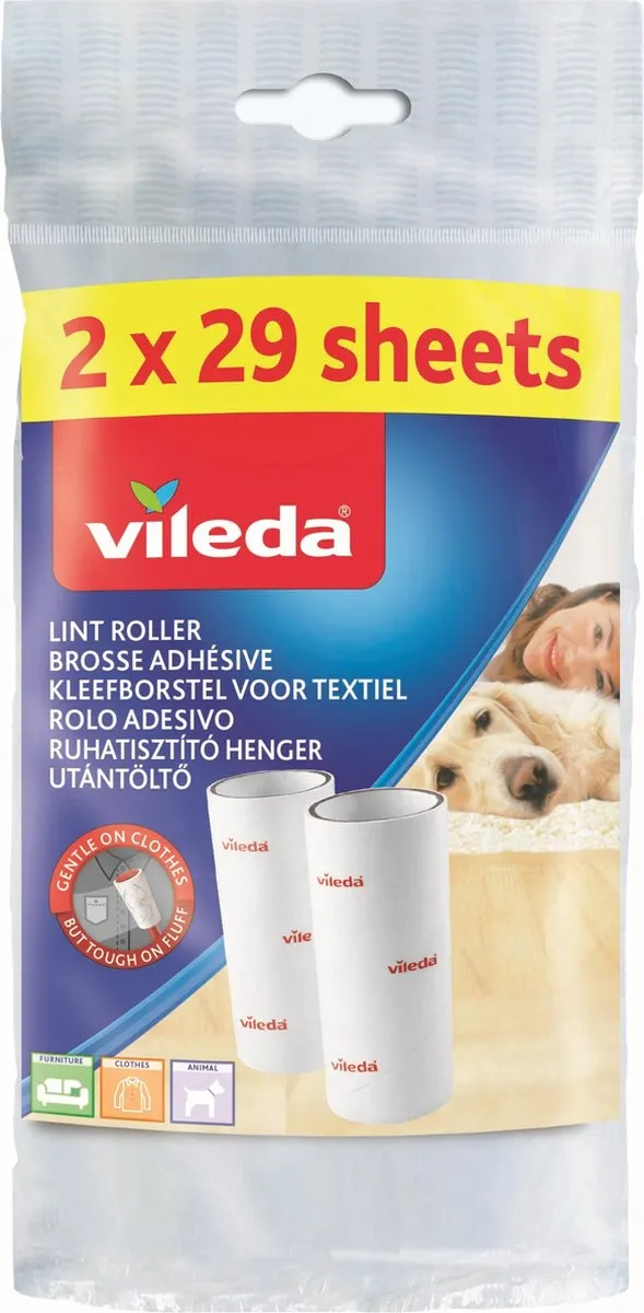 Vileda PetPro Vervanging Kleefborstel 2x29 Bladen - Rood