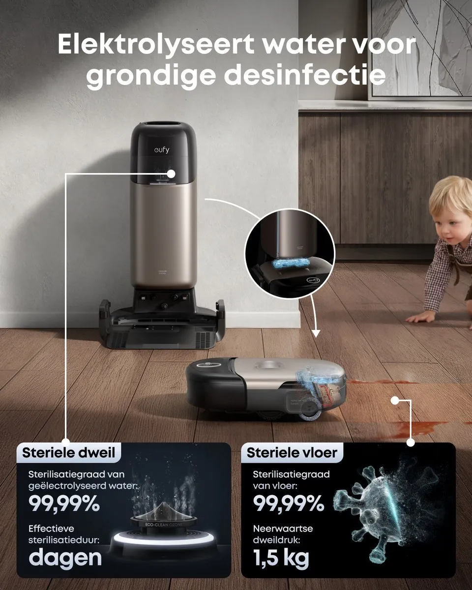 Eufy HydroJet S2 Dweilrobot - 30kPa Zuigkracht - Zwart
