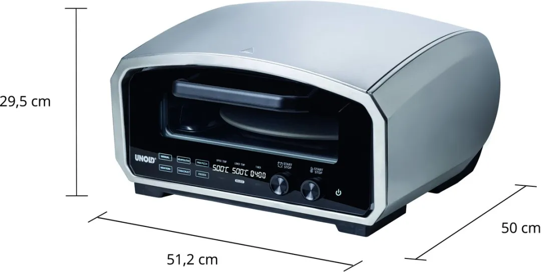 Unold Enzo Pizzaoven 68916 - 2100W - 33cm - Zwart/RVS