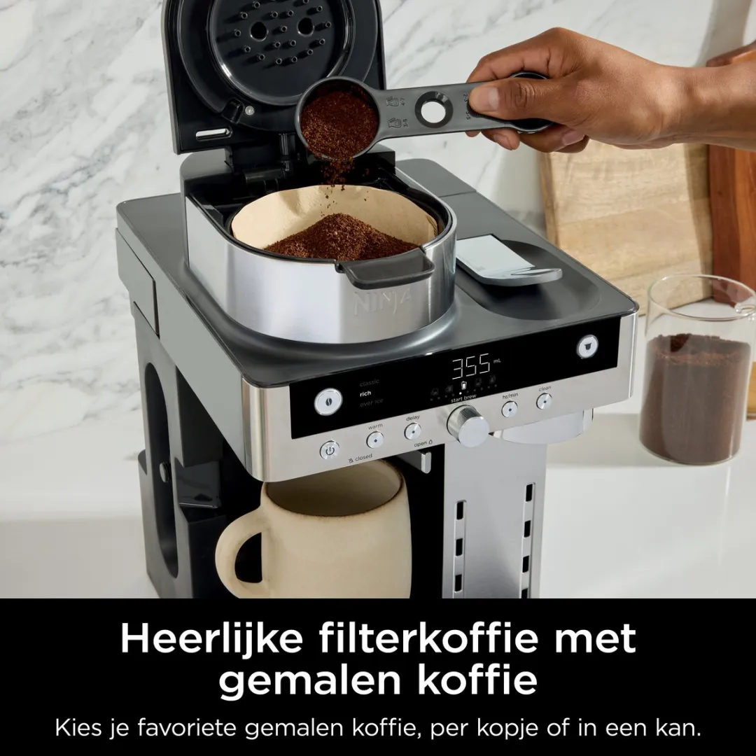 Ninja Prestige Dualbrew CFN802EU Koffiezetapparaat - 1500W - Zwart/Inox