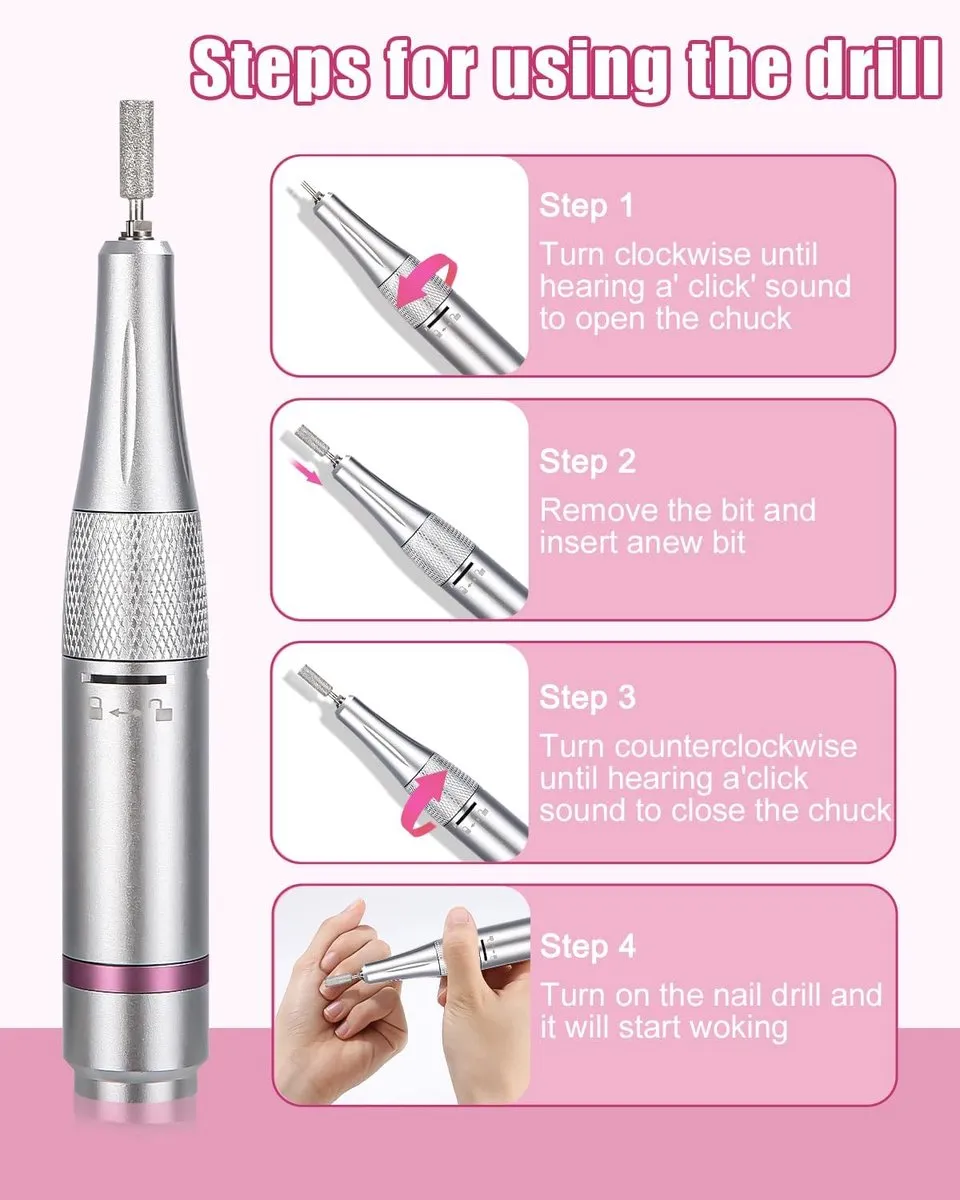 ECTEATOY Professionele Nagelboor 45.000 RPM - Oplaadbaar - Roze