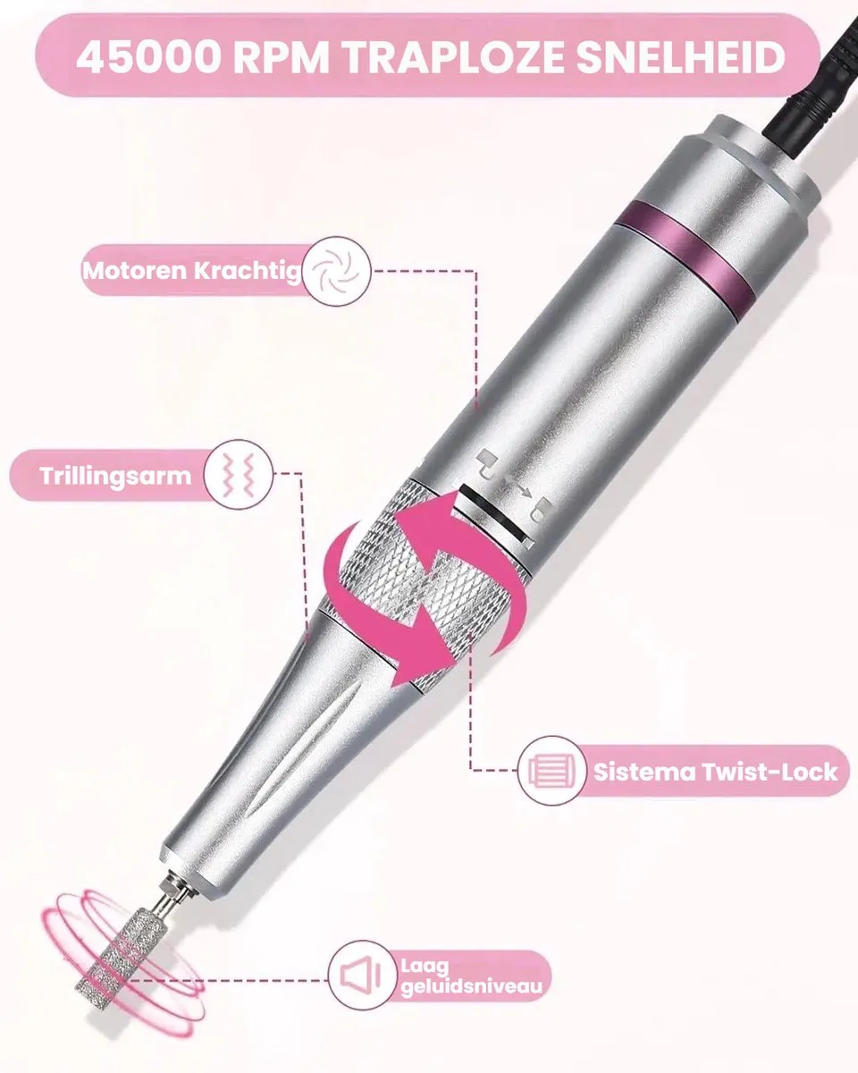 ECTEATOY Professionele Nagelboor 45.000 RPM - Oplaadbaar - Roze