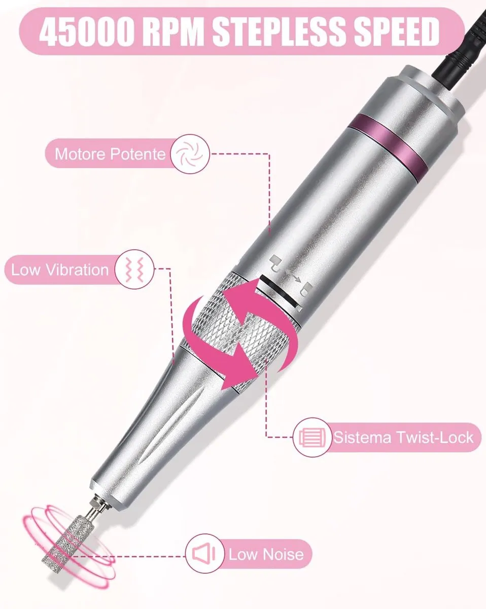ECTEATOY Professionele Nagelboor 45.000 RPM - Oplaadbaar - Roze