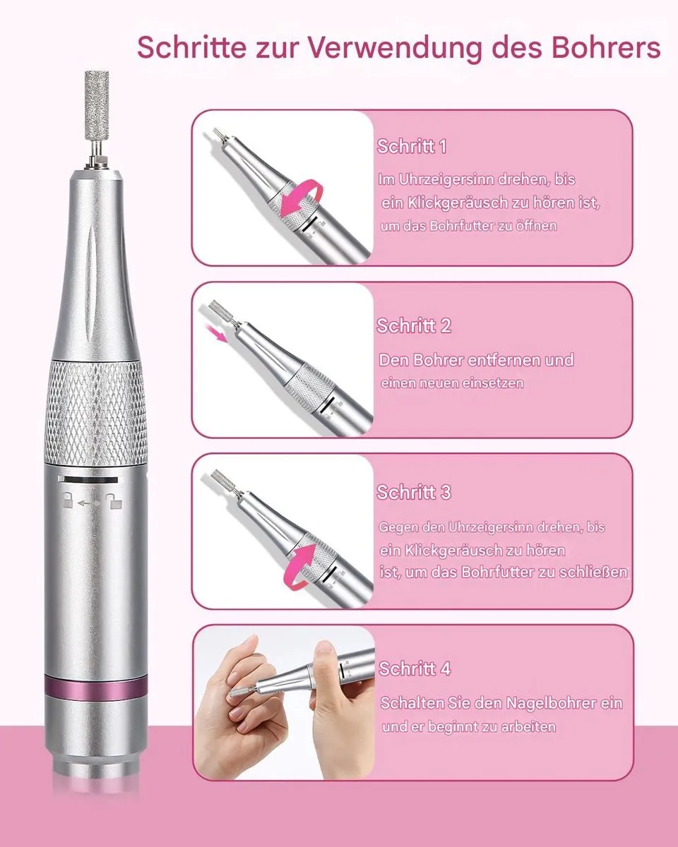 ECTEATOY Professionele Nagelboor 45.000 RPM - Oplaadbaar - Roze