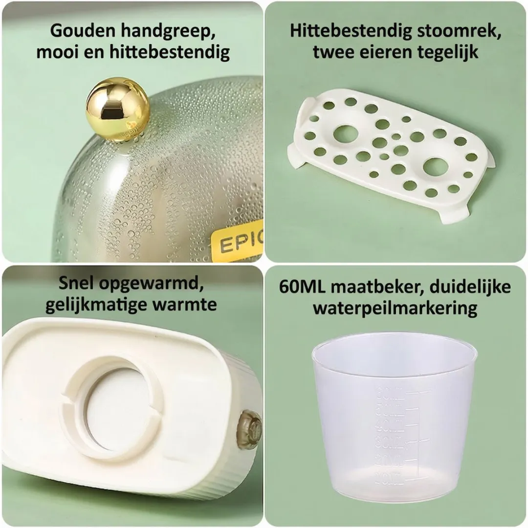 ECTEATOY Mini Elektrische Eierkoker 2 Eieren - Groen - afbeelding 4 van 6
