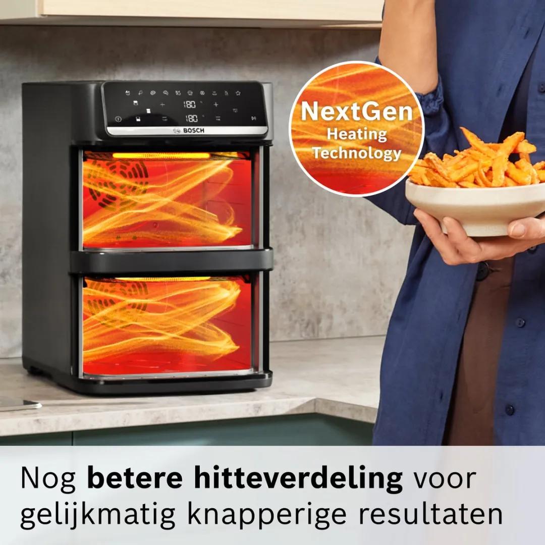 Bosch MAFD661B0 XXL Airfryer - Dubbele Mand 12L - 2800W - Zwart
