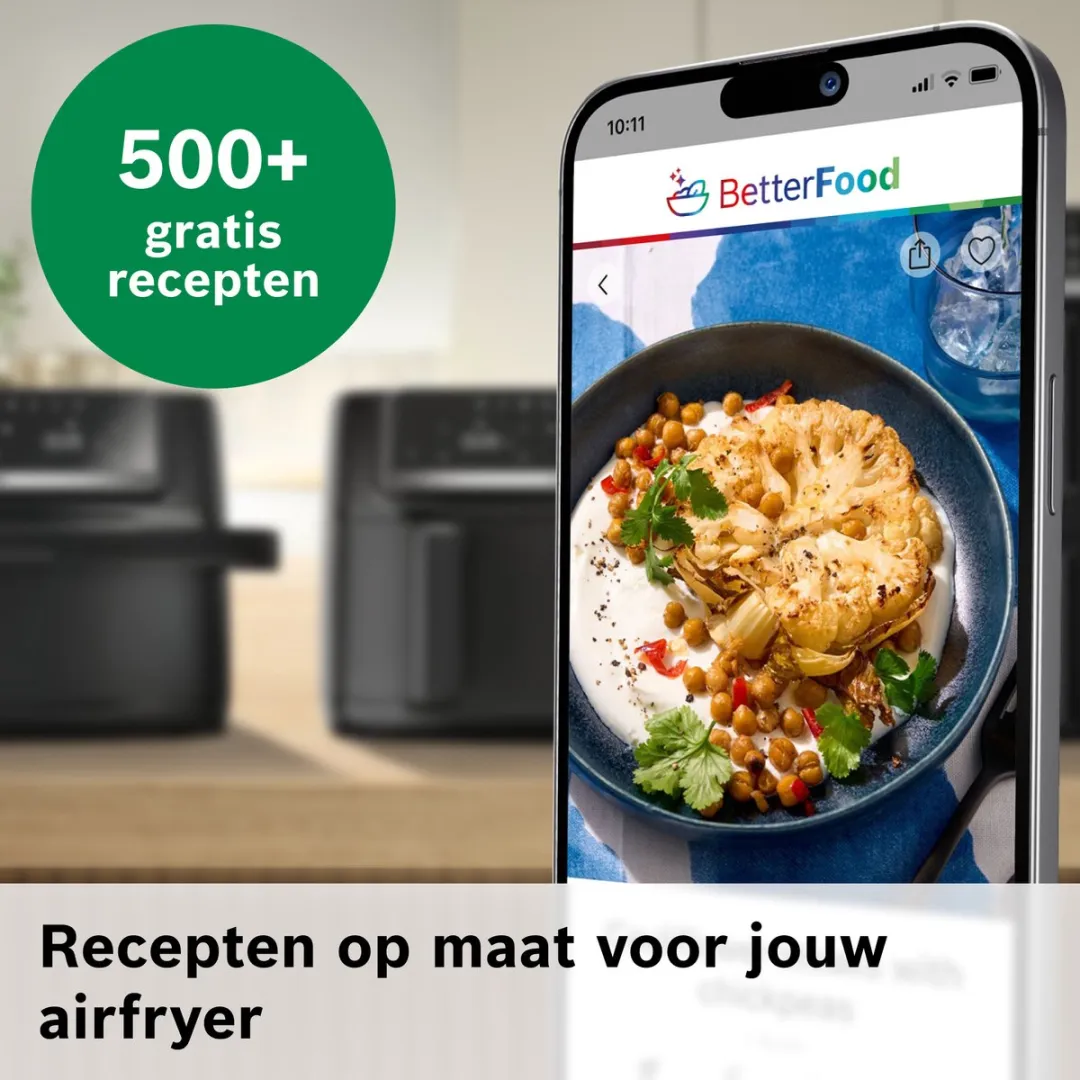 Bosch MAFD661B0 XXL Airfryer - Dubbele Mand 12L - 2800W - Zwart