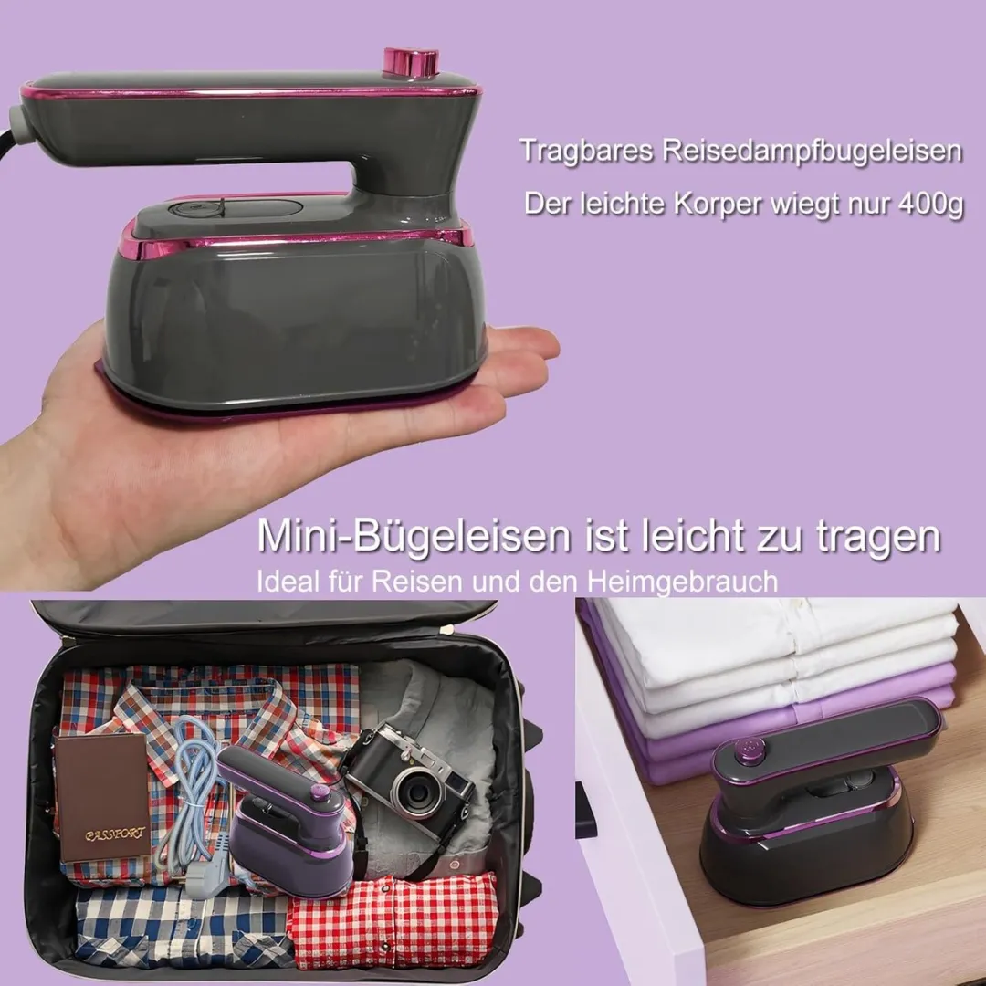 ECTEATOY Mini Reisstrijkijzer 1000W - Grijs