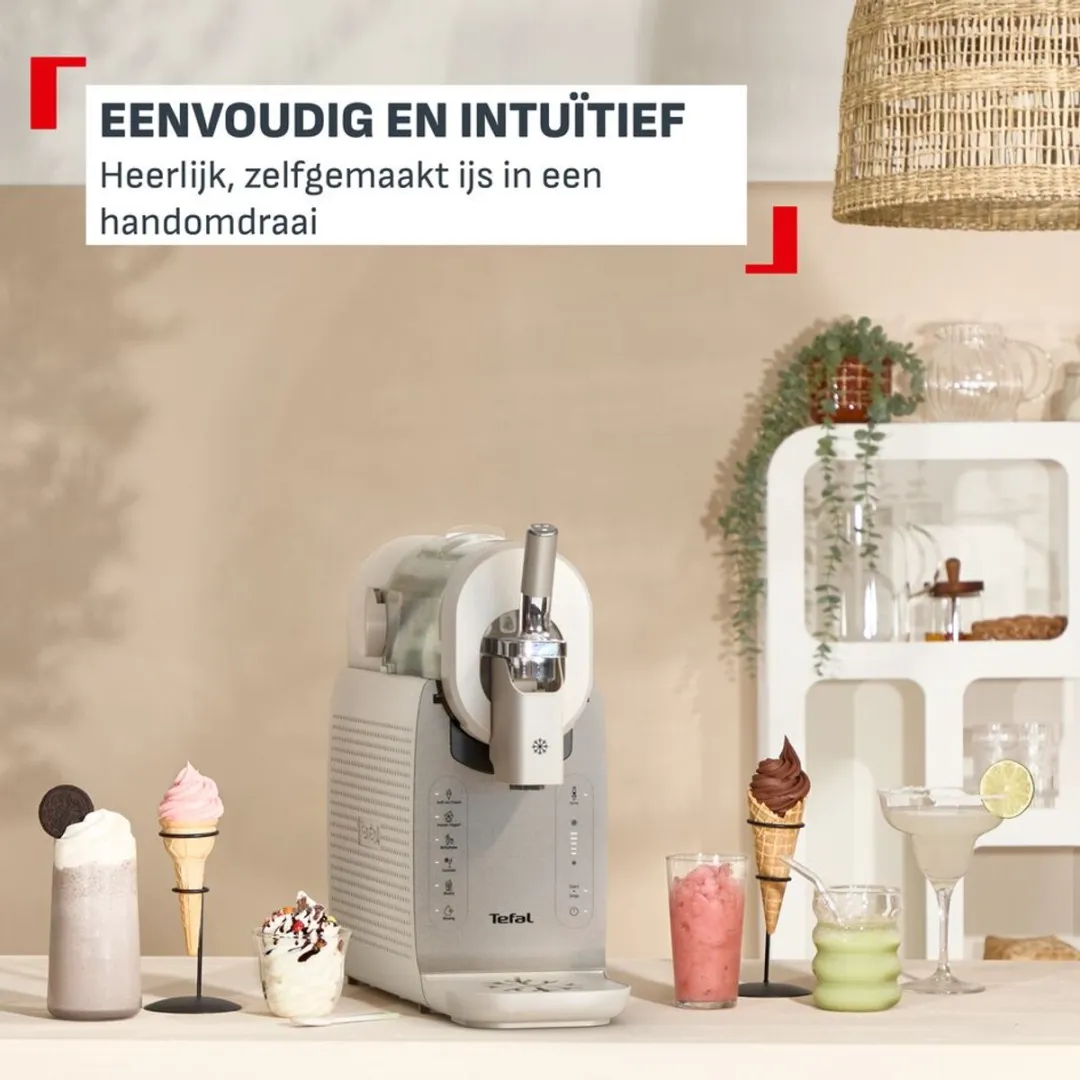 Tefal Freezi IG801A IJsmachine 1.4L - 5 Programma's - Silver Premium