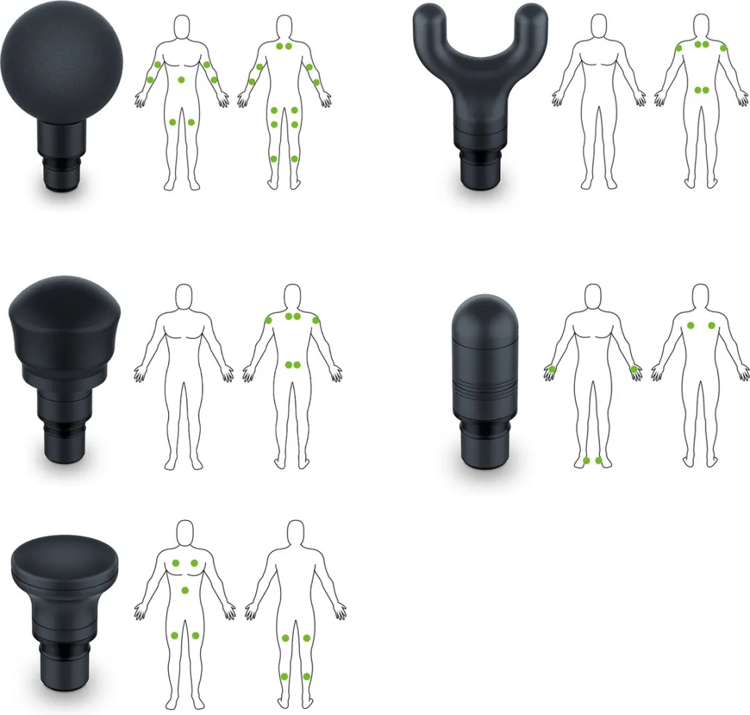 Beurer MG 185 Massagepistool - 5 Koppen - 9 Intensiteiten - Zwart/Aqua