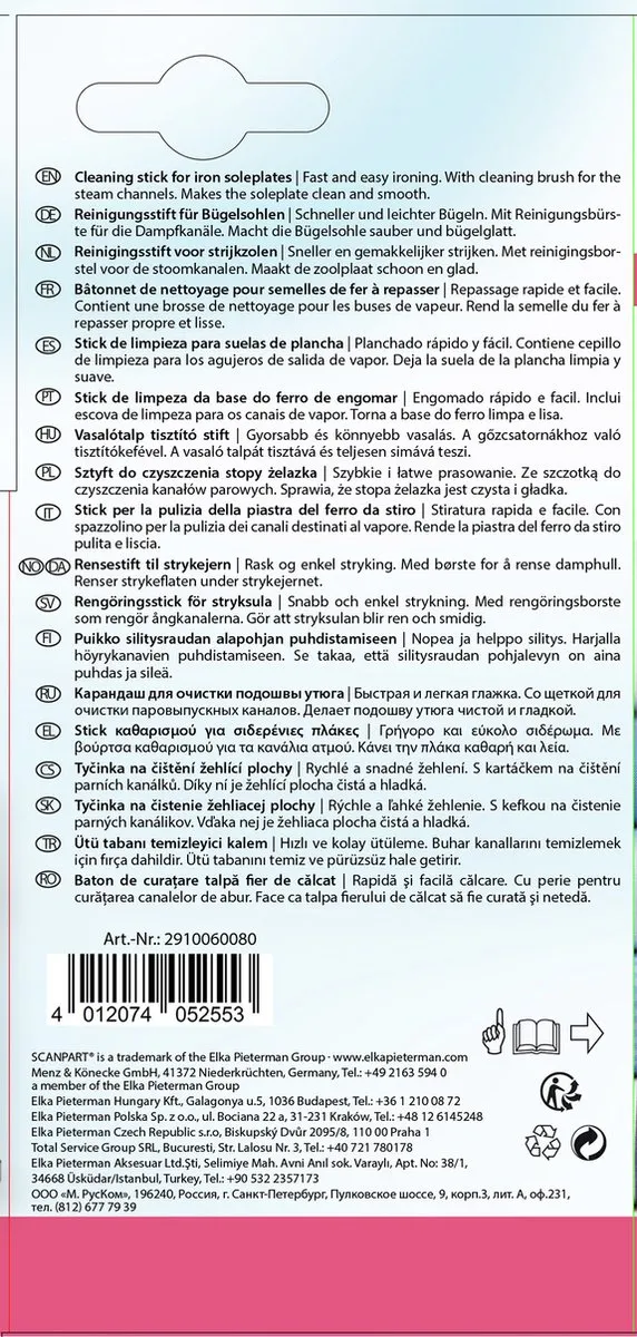 Scanpart Strijkijzerzoolreiniger Stick 2910060080 - Wit - afbeelding 6 van 6