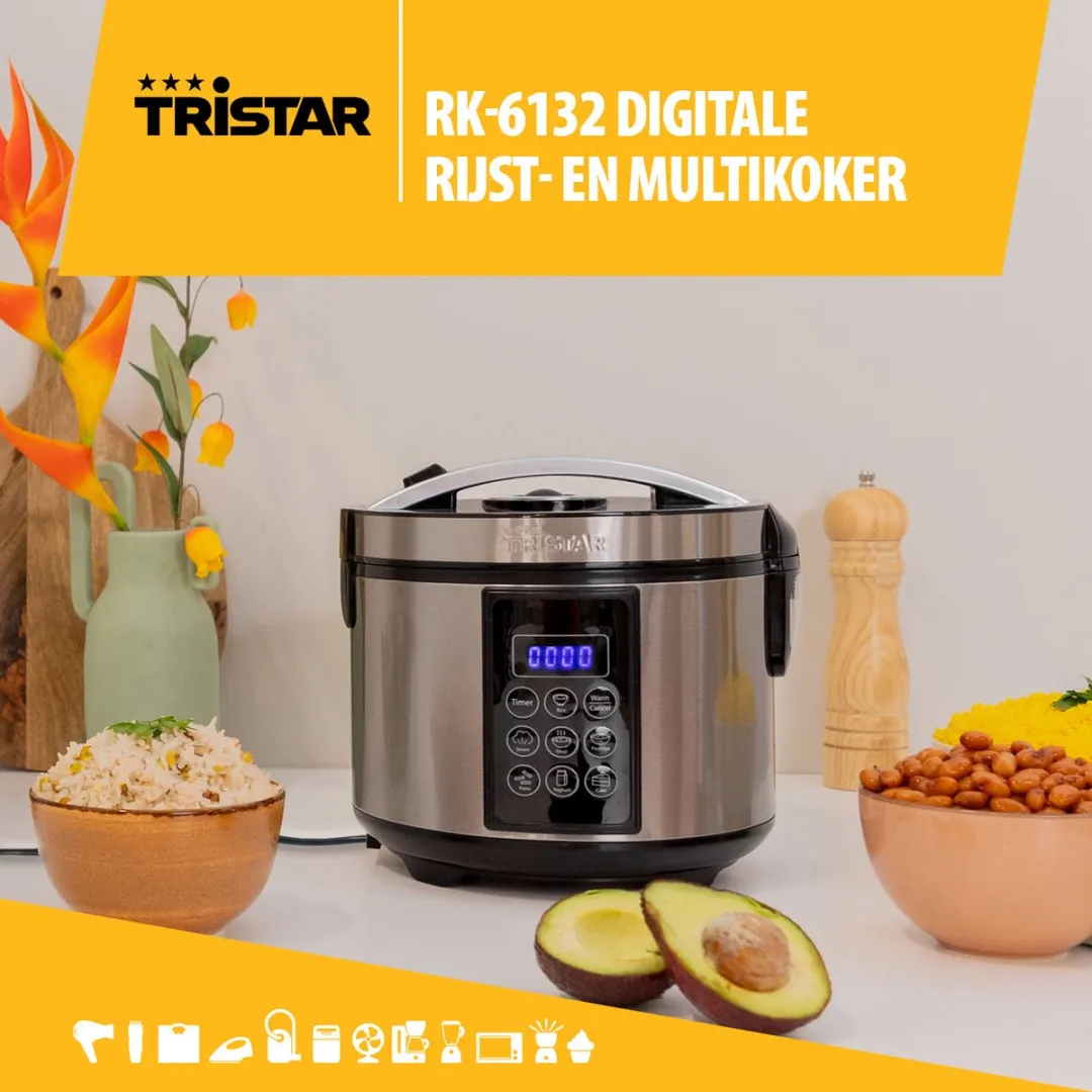 Tristar RK-6132 Rijstkoker Multicooker 1,5L - 12 Programma's - RVS