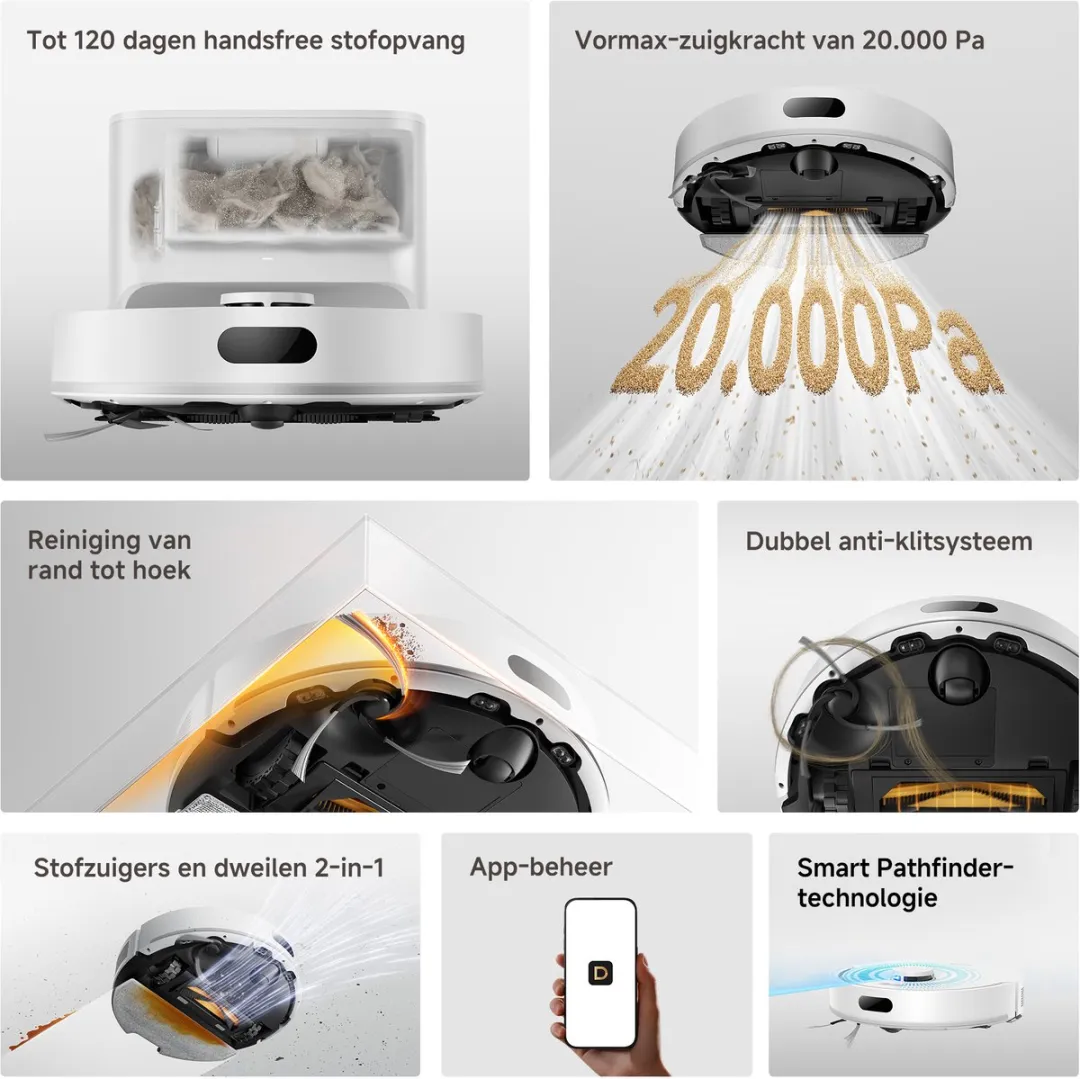 Dreame D20 Air Plus Robotstofzuiger - 20.000 Pa - Wit