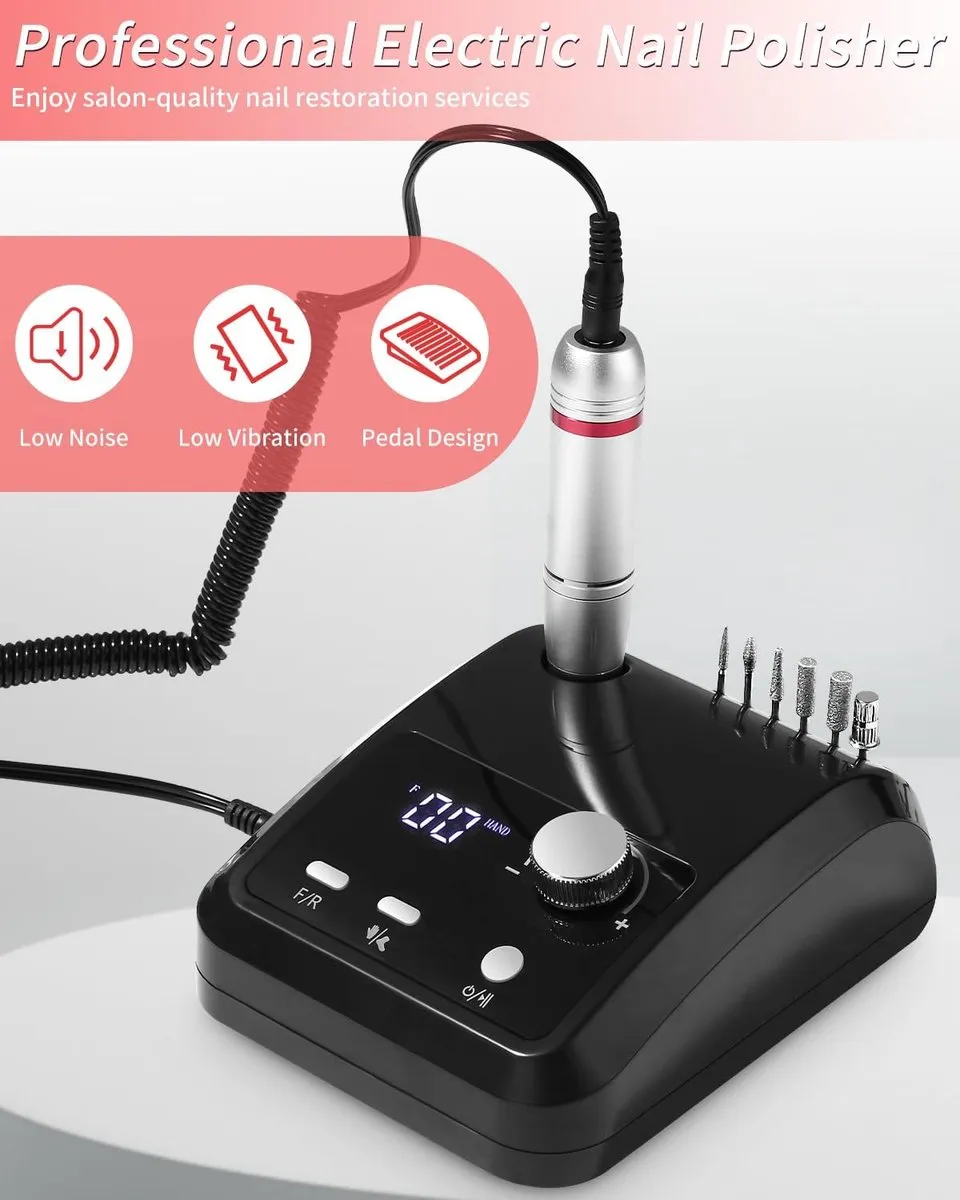 ECTEATOY 6-in-1 Nagelboor - 45.000 RPM - Zilver/Zwart
