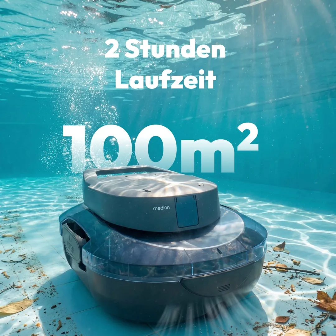 Medion PR1 Zwembadrobot - 120 Min Accuduur - 2,2L Filter - 80-100m² - Blauw