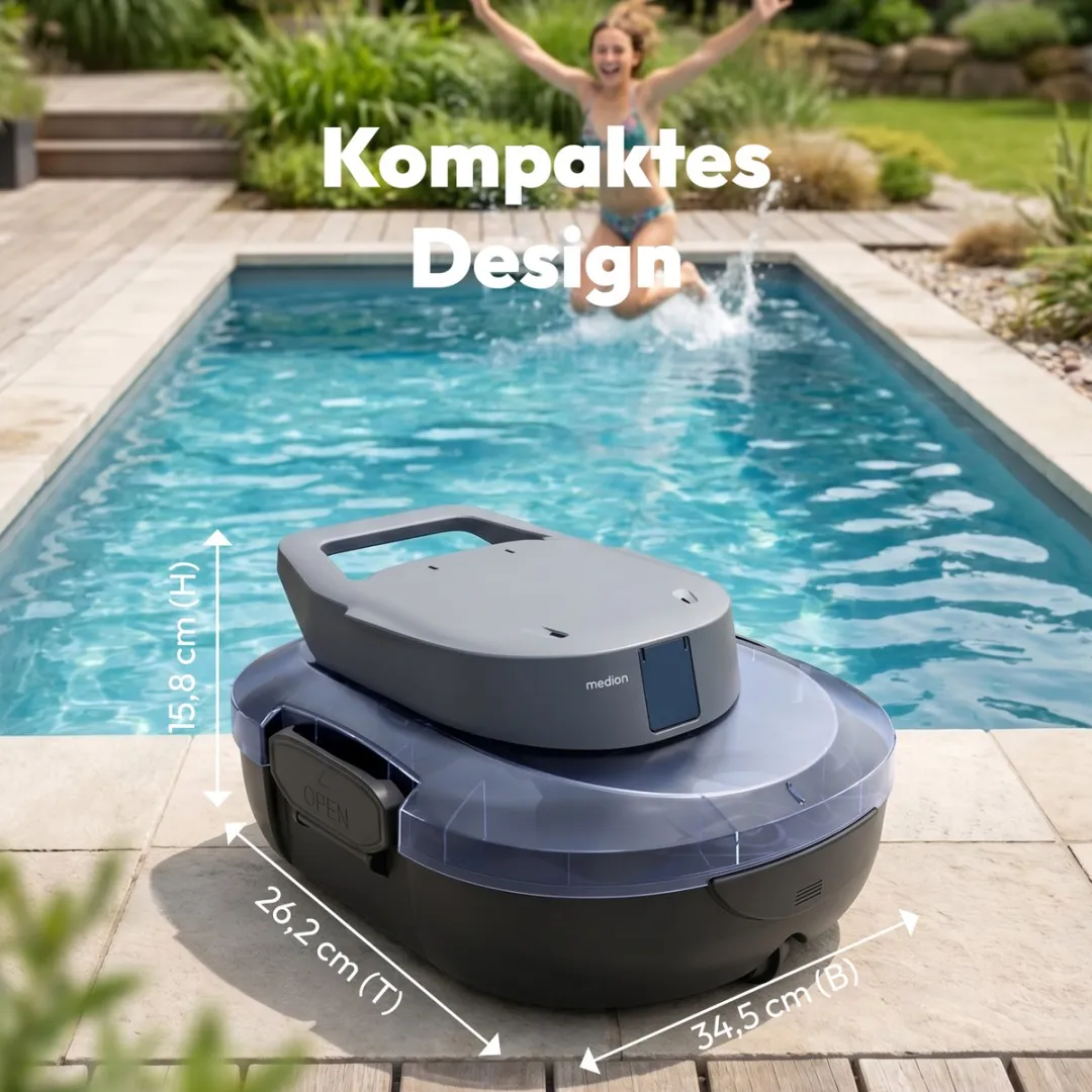 Medion PR1 Zwembadrobot - 120 Min Accuduur - 2,2L Filter - 80-100m² - Blauw