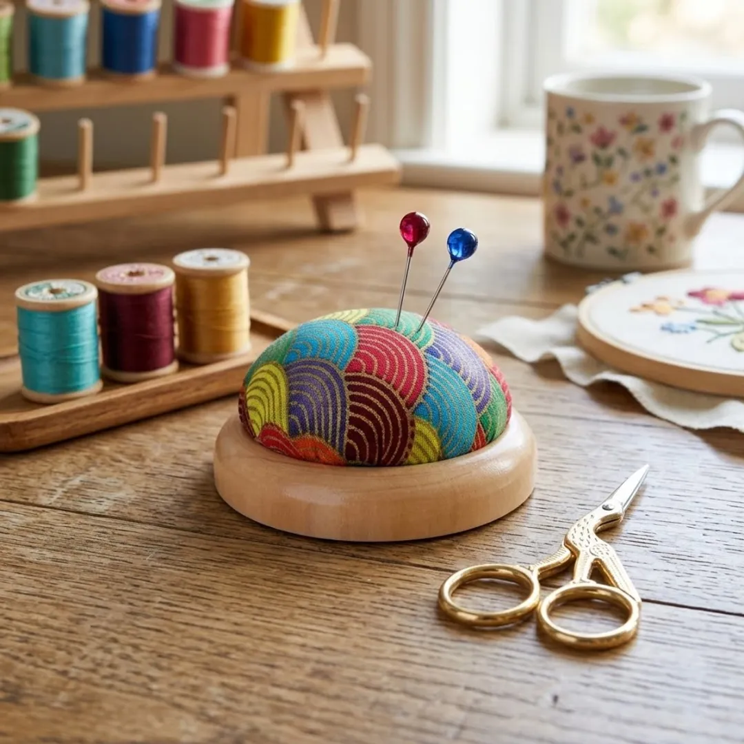 NuveX Multicolor Naald- en Spelenkussen Bloemenprint - Houten Basis