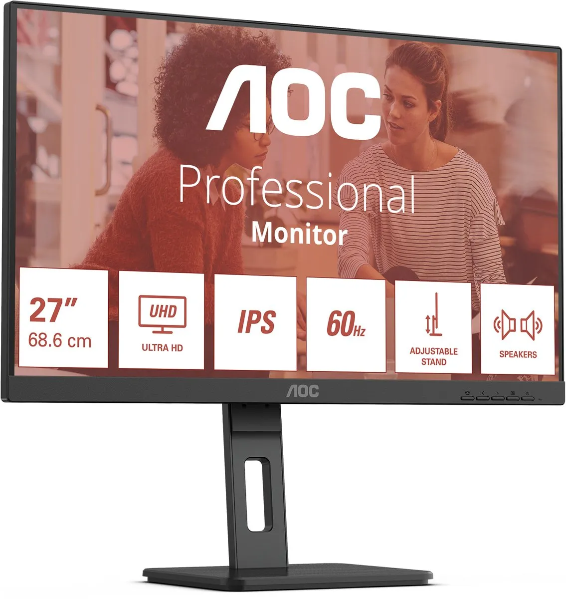 AOC E3 U27E3UF Monitor 27" 4K Ultra HD - Zwart - afbeelding 6 van 6