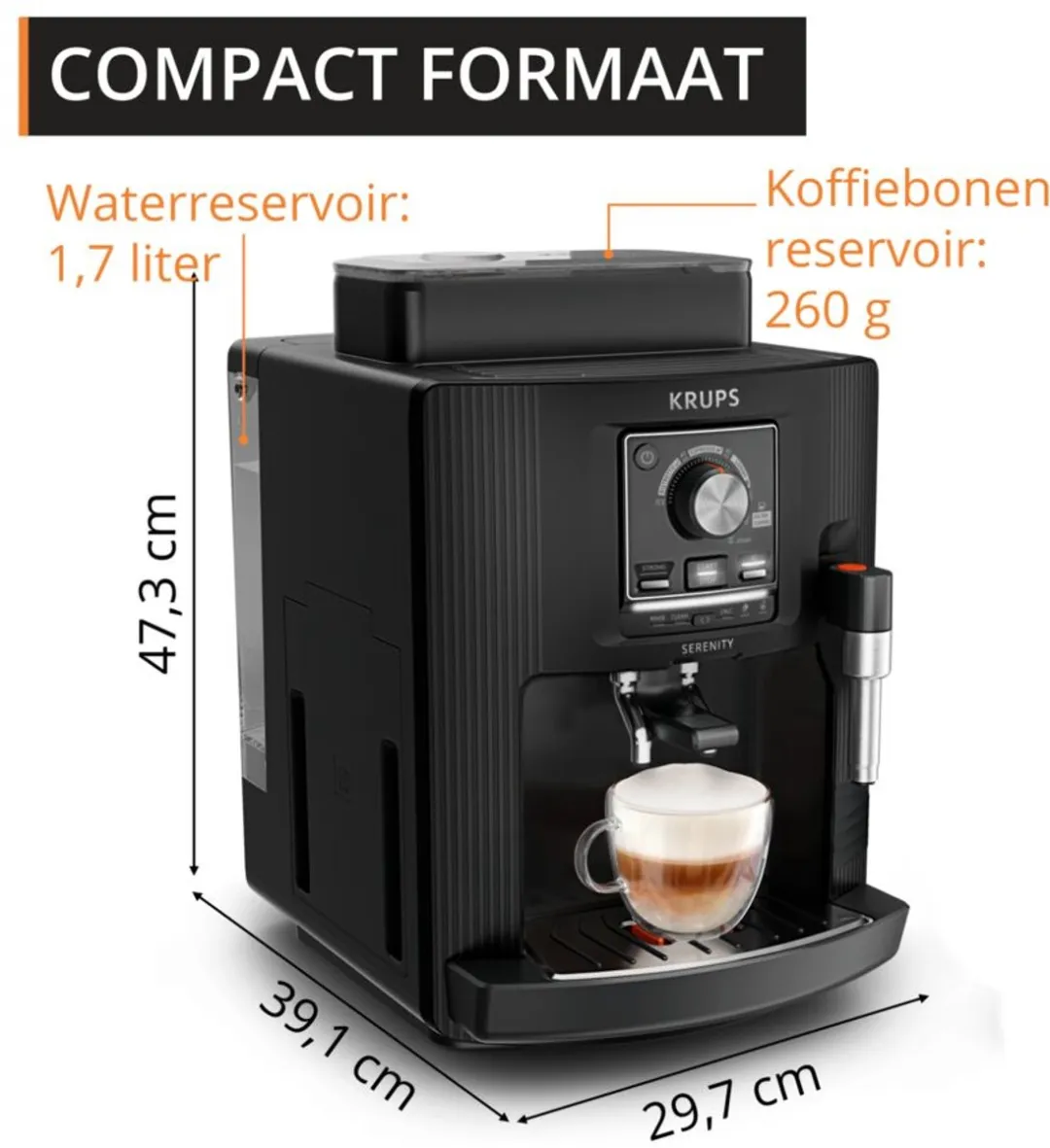 Krups Serenity EA4008 Volautomatische Espressomachine - Zwart - afbeelding 6 van 6