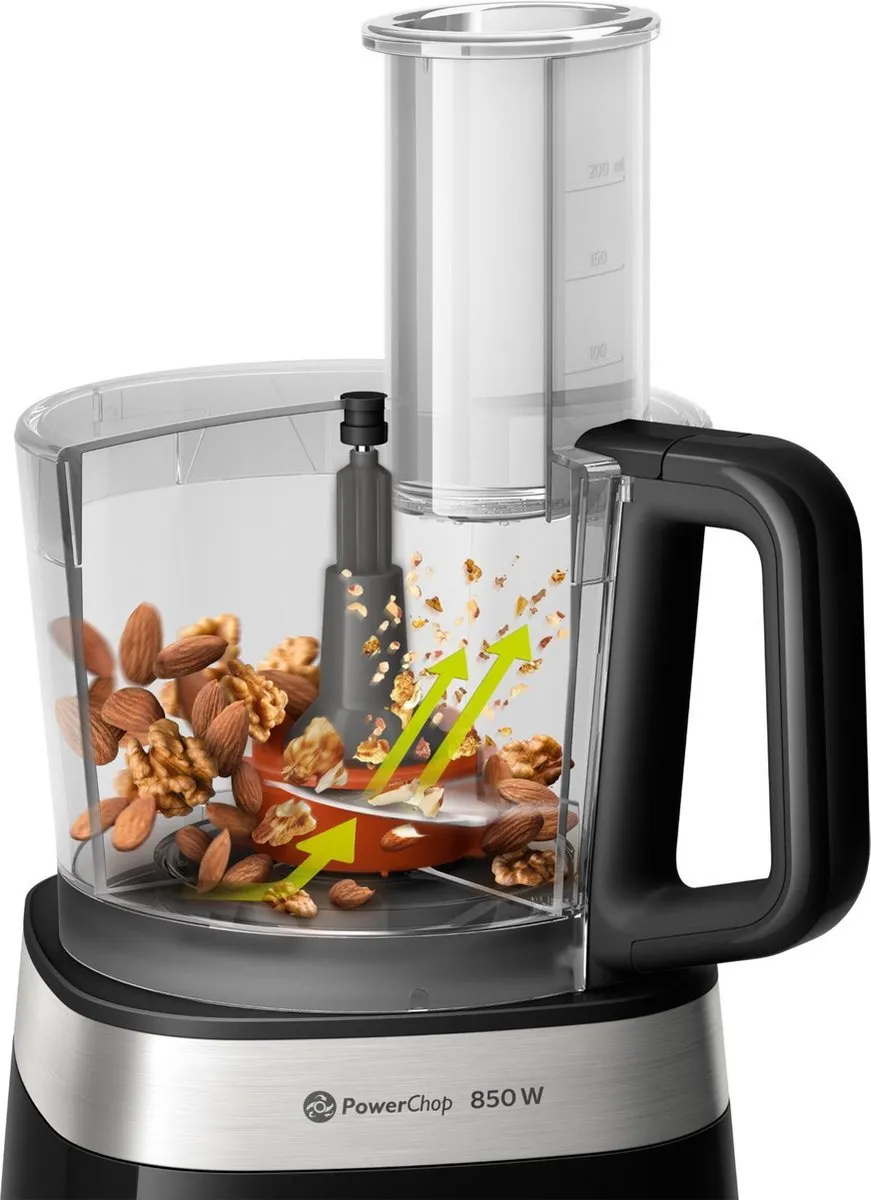 Philips Viva HR7530 Foodprocessor 850W - 3 Snelheden - Zwart/RVS