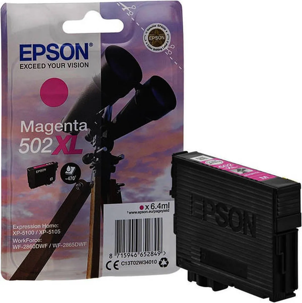 Epson 502XL C13T02W34010 Inktcartridge - Magenta 3ml