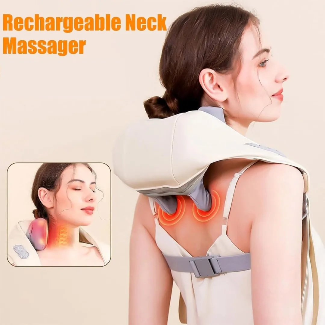 ECTEATOY Draadloos Nekmassageapparaat Shiatsu - 1800mAh - Beige - afbeelding 6 van 6