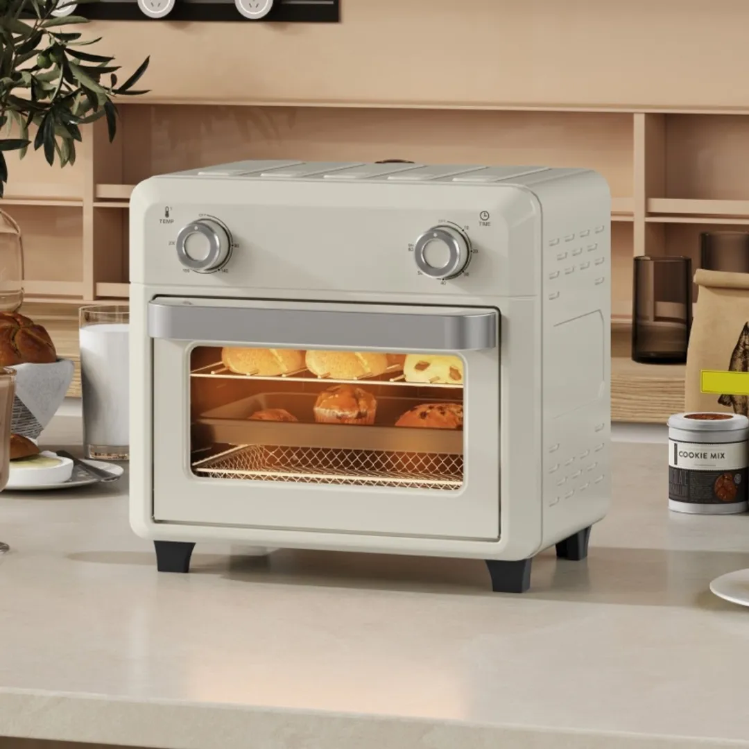 ECTEATOY Mini Heteluchtoven 10L - 1000W Romig wit