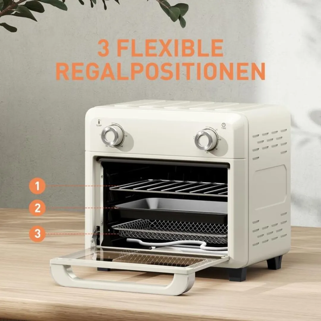 ECTEATOY Mini Heteluchtoven 10L - 1000W Romig wit - afbeelding 6 van 6