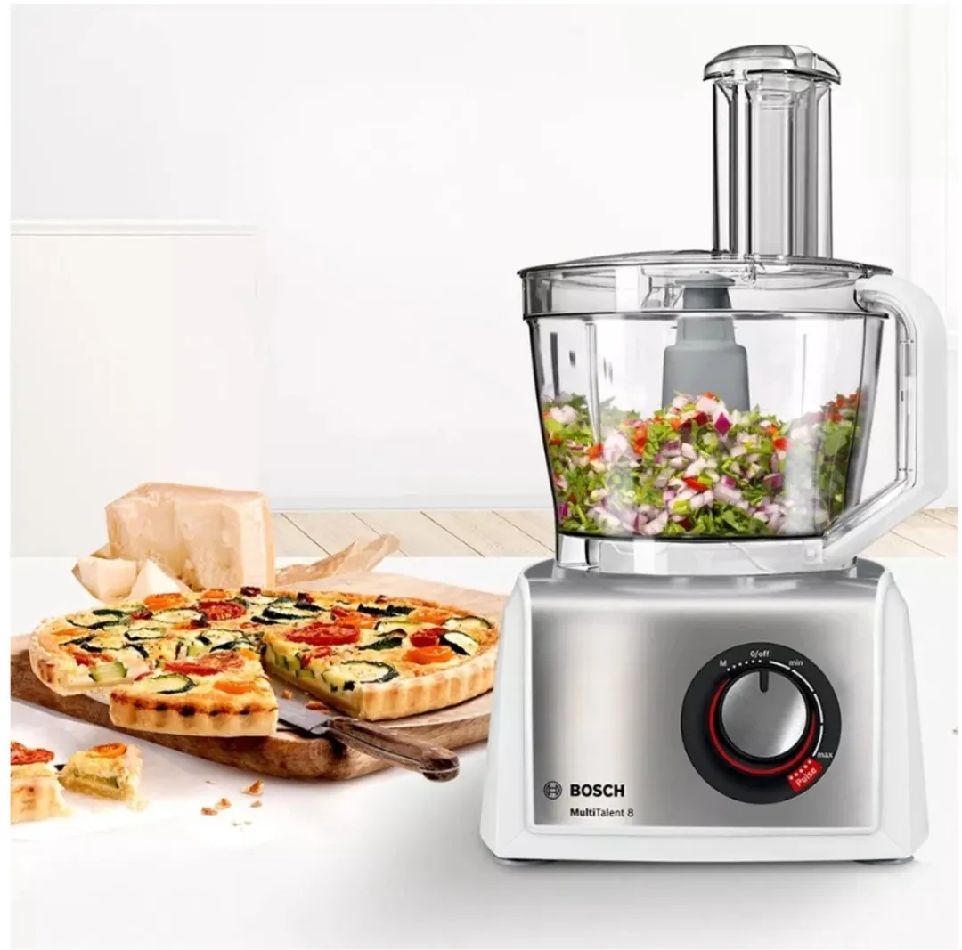 Bosch MultiTalent8 B1EMC812S8 Keukenmachine - 1250W - 2 Snijplaten - Wit/Geborsteld RVS
