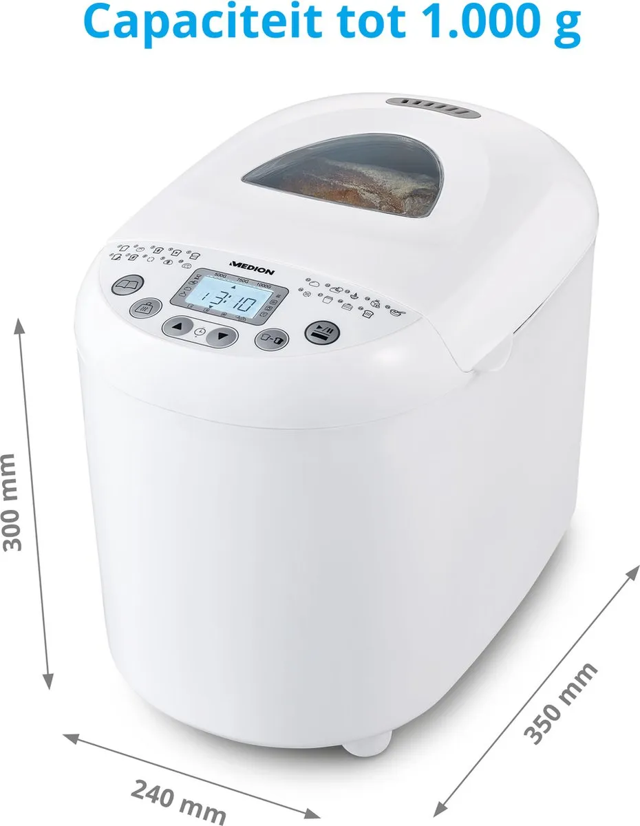 Medion MD11011 Broodbakmachine - 19 Programma's - 1000g - Wit - afbeelding 6 van 6
