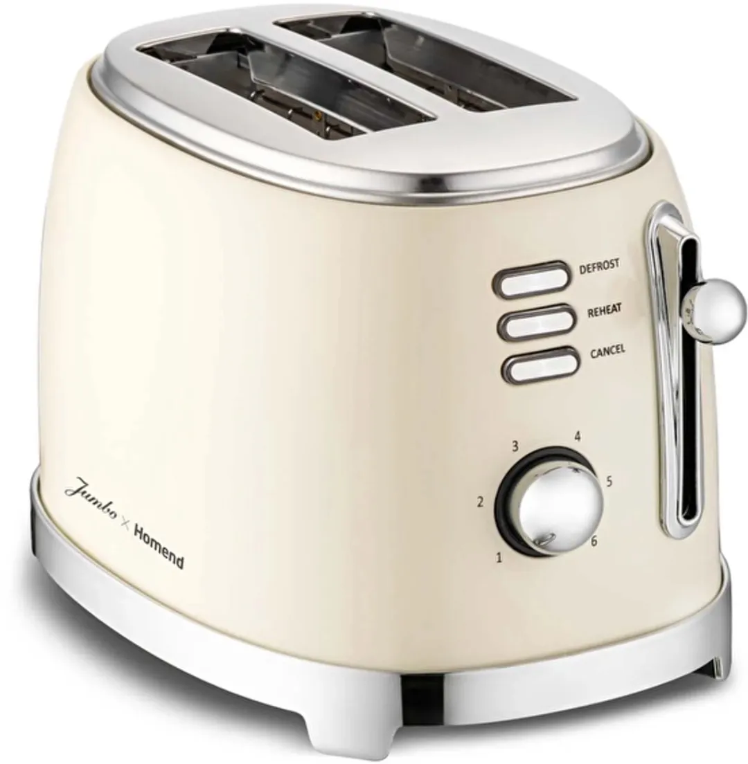 Jumbo Homend 1526H Vintage Broodrooster 2 Sneetjes 850W - Crème