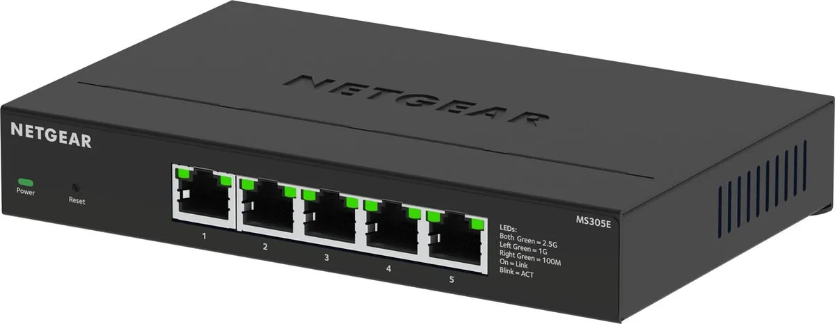 Netgear MS305E Plus Managed Switch 5x 2,5Gbps - Zwart