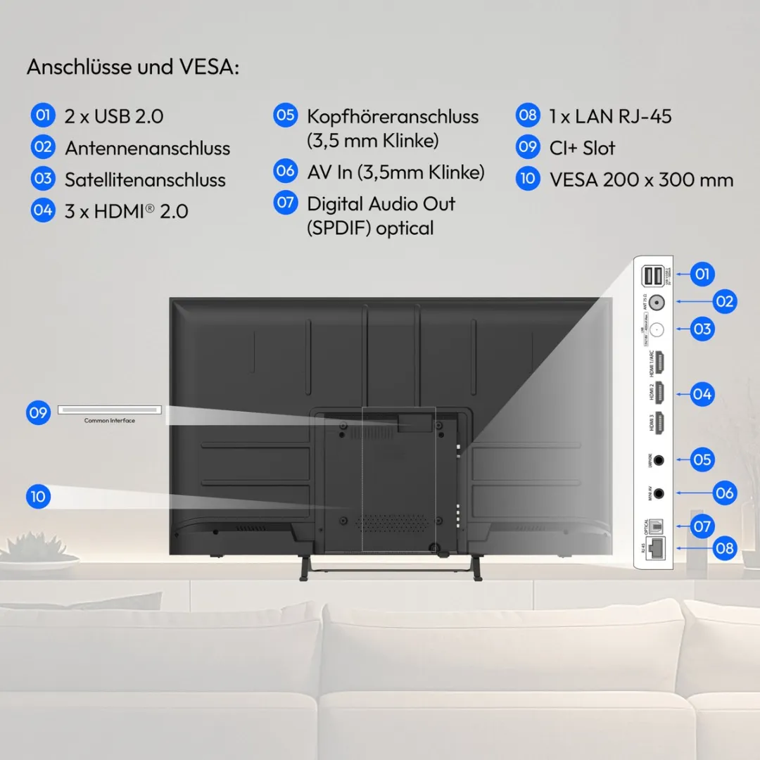 Medion 50" Ultra HD Smart TV MD850302 - Dolby Vision/Atmos - Zwart - afbeelding 6 van 6